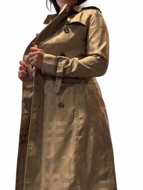 Burberry Tan Satin Long Trench Coat